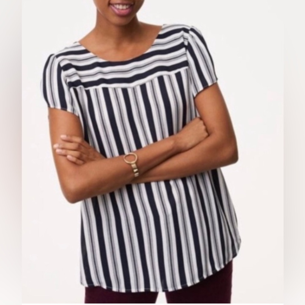 LOFT striped bar back blouse large